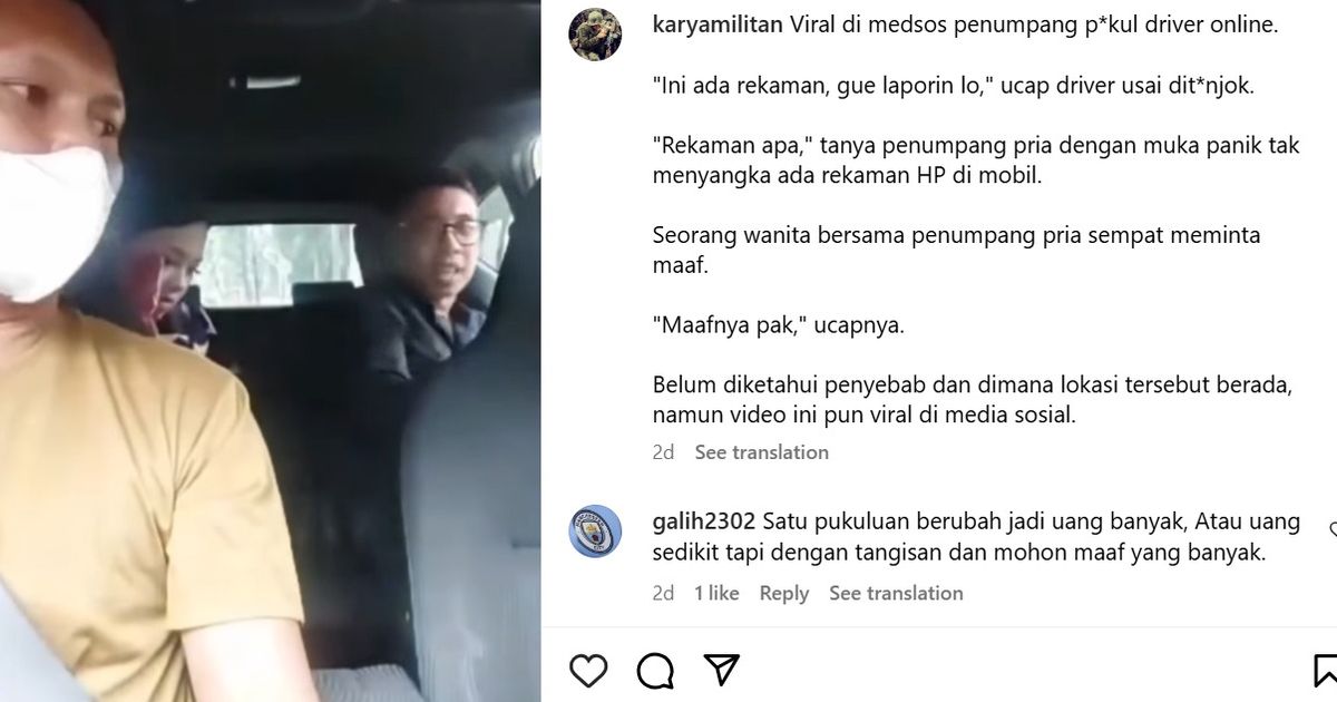 Kronologi Viral Anggota Polisi Tonjok Sopir Taksi Online, Suruh Damai Kasih Rp5 Juta Cuma Ditransfer Rp2 Juta