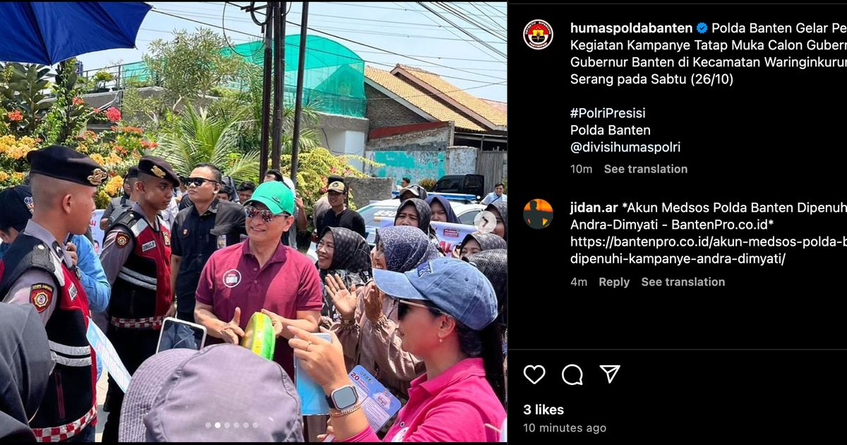 Akun Medsos Polda Banten Disorot, Ramai Unggah Pengamanan Kampanye Andra-Dimyati Tapi Tak Ada Airin-Ade