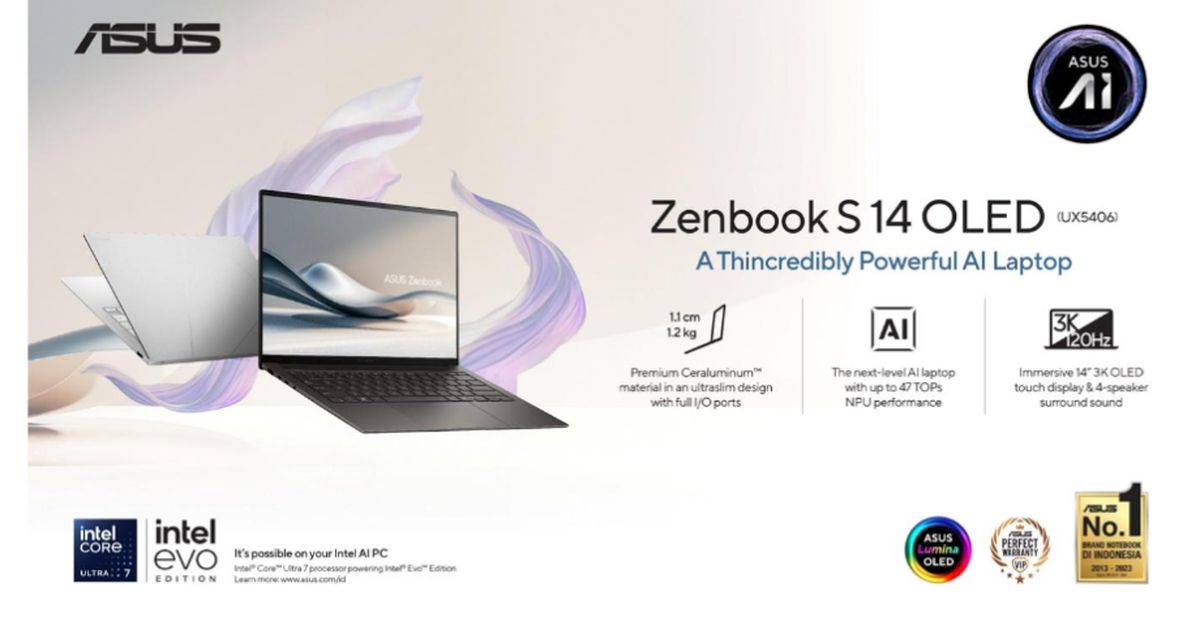 Laptop Premium Masa Kini, ASUS Zenbook S 14 OLED (UX5406) Hadir dengan Performa Ultra dalam Desain Tipis