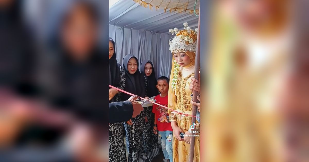 Tradisi Unik Potong Pita di Resepsi Pernikahan Ini Viral, Curi Perhatian