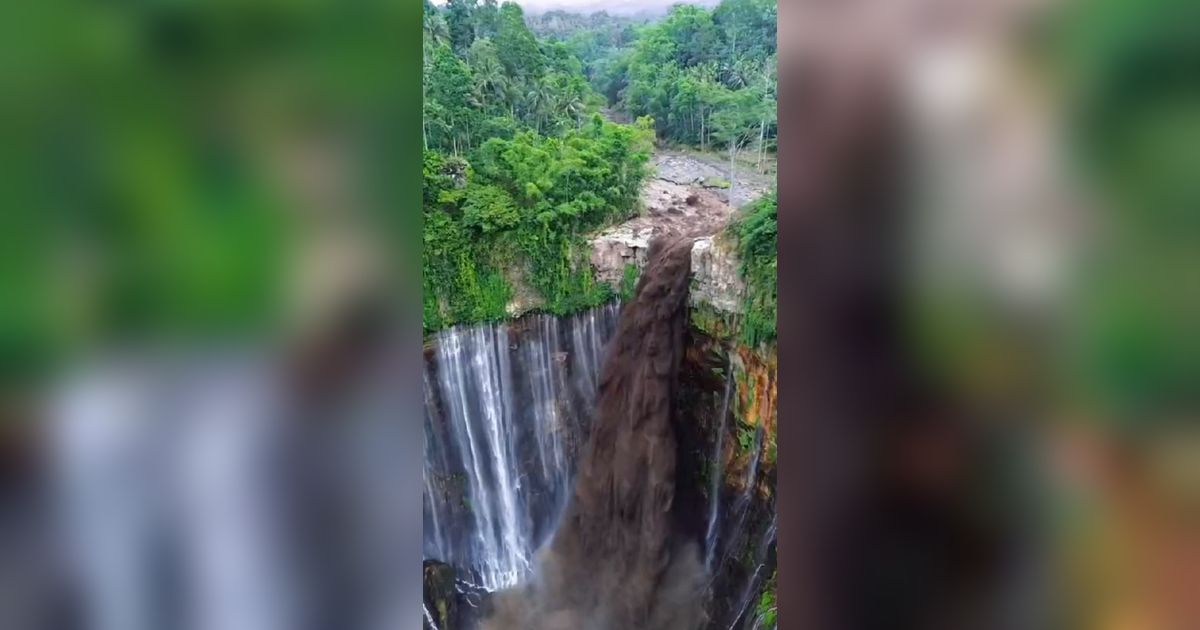 Potret Detik-Detik Banjir Lahar Gunung Semeru Terjang Tumpak Sewu, Bikin 9 Wisatawan Terjebak
