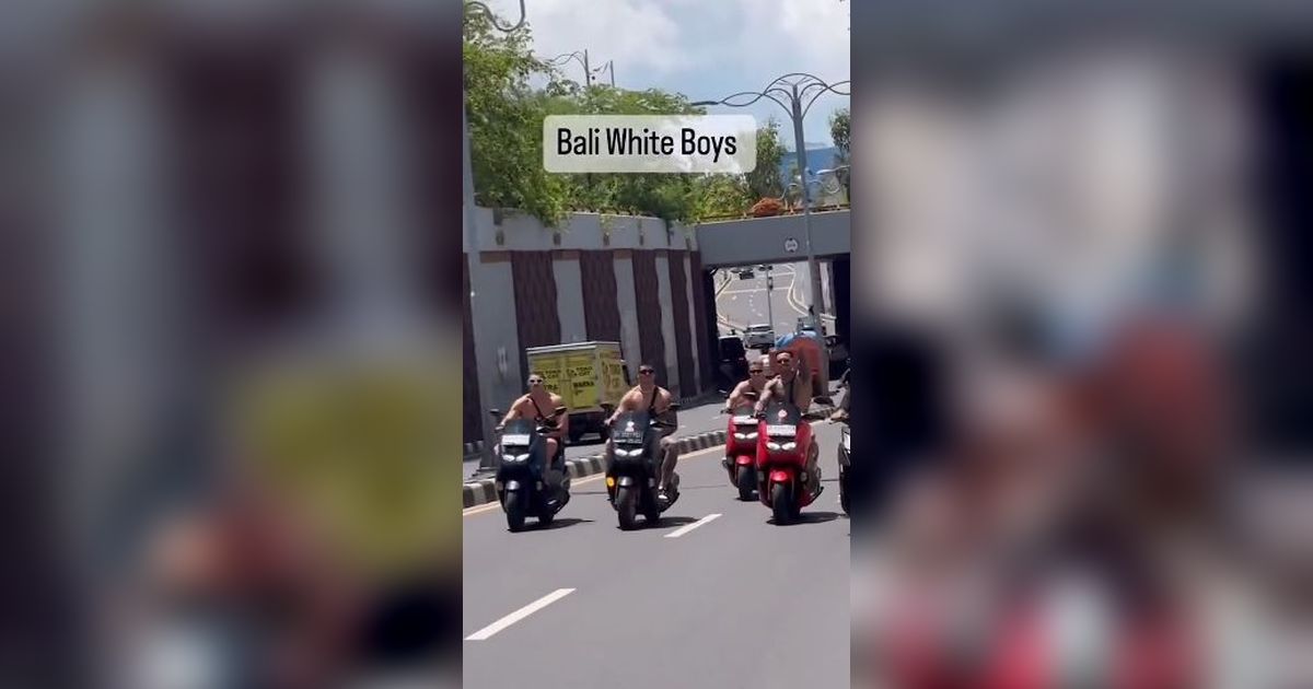 Bikin Geleng-Geleng Kelakuan Bule di Bali, Konvoi Naik Motor Tanpa Helm Sambil Telanjang Dada