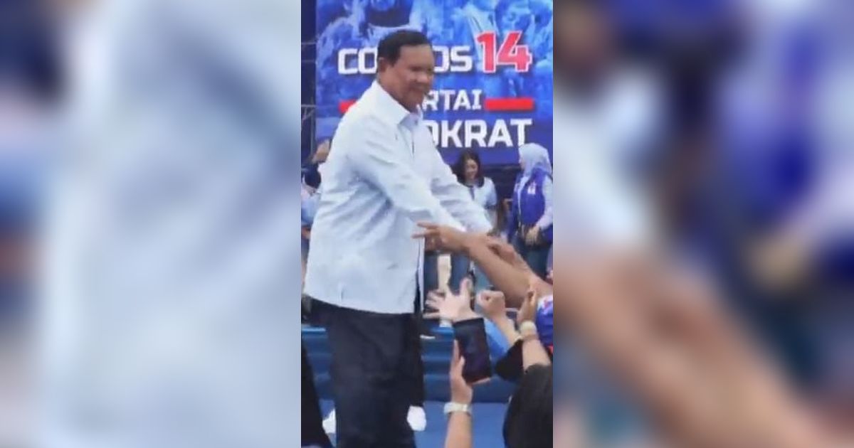 Diisukan Sakit, Prabowo Joget Bareng Denny Caknan di Depan SBY dan AHY saat Kampanye Demokrat