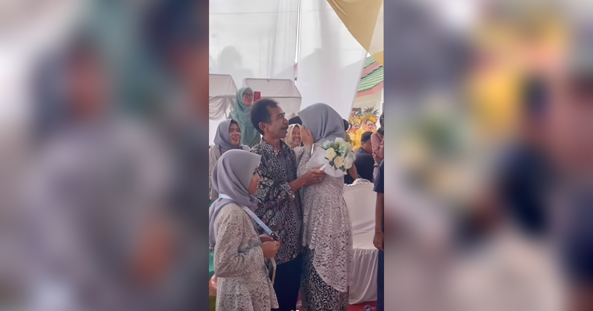 Momen Kocak tapi Haru Bapak Tangkap Buket Bunga Pengantin, Putrinya Panik Sampai Menangis