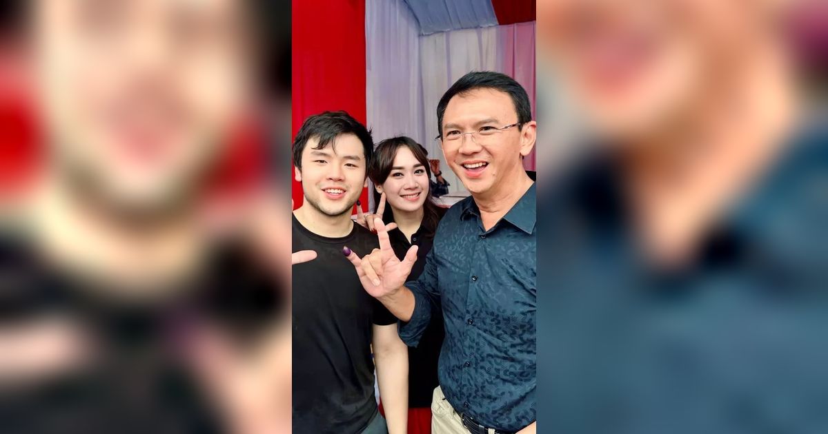 Semringah Abis Nyoblos, Potret Ahok di TPS Bareng Anak Istri