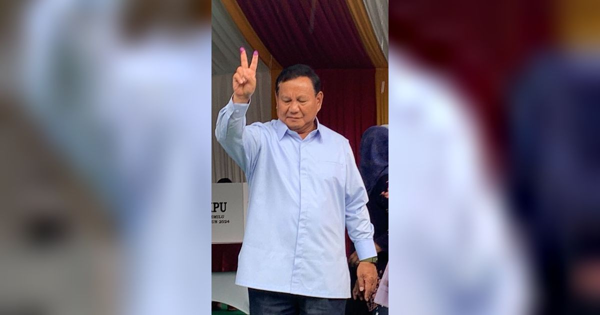 Prabowo Pamer Dua Jari Bertinta Usai Nyoblos: Semoga Hujan Membawa Berkah