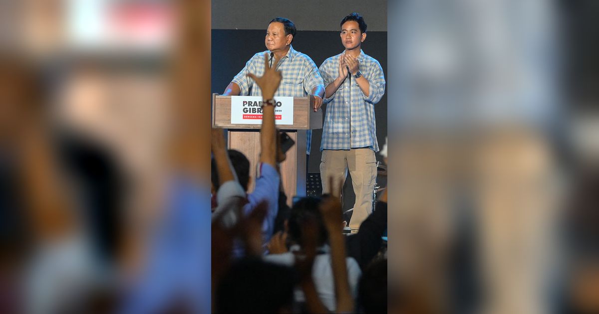 FOTO: Pidato Kemenangan Versi Quick Count: Prabowo Cerita Kenal Semua Presiden, Gibran Curhat soal Samsul