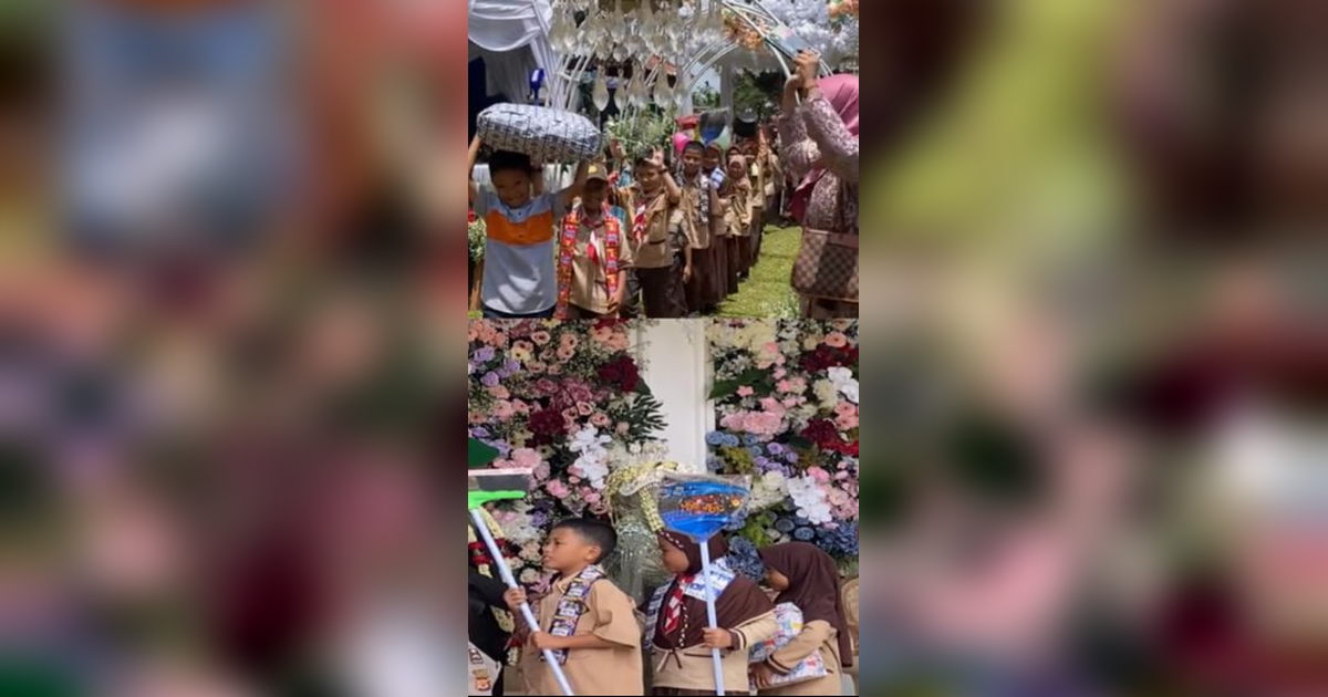Viral Momen Pernikahan Guru SD, Dapat Hadiah Tak Biasa dari Para Muridnya