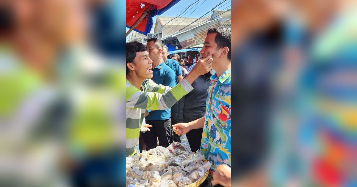 VIDEO: Gemoy! Gibran Datang Pria Loreng & Emak-Emak Joget Girang, Kena Cubit Pedagang