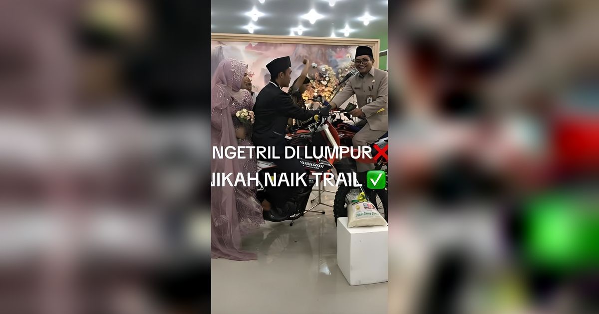 Agak Lain, Pasangan Pengantin Akad Nikah Sambil Naik Motor Trail Langsung Geber Pas Saksi Bilang Sah