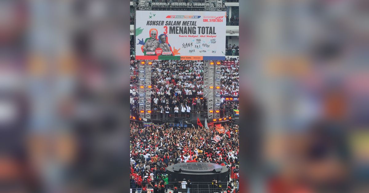 FOTO: Penampakan Stadion Utama Gelora Bung Karno Dipadati Ratusan Ribu Pendukung Ganjar-Mahfud saat Kampanye Akbar Salam Metal