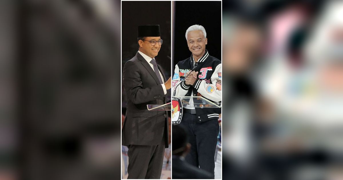 FOTO: Momen Anies dan Ganjar Kompak Kritik Bagi-Bagi Bansos di Debat Capres Terakhir