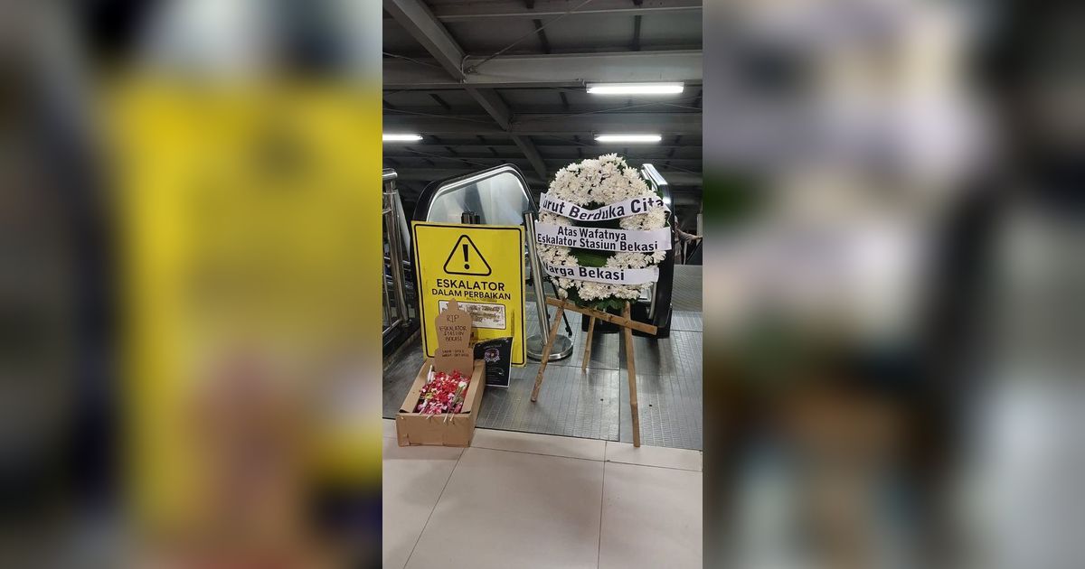 Viral Karangan Bunga 100 Hari Rusaknya Eskalator Stasiun Bekasi, Jadi Sorotan Media Asing
