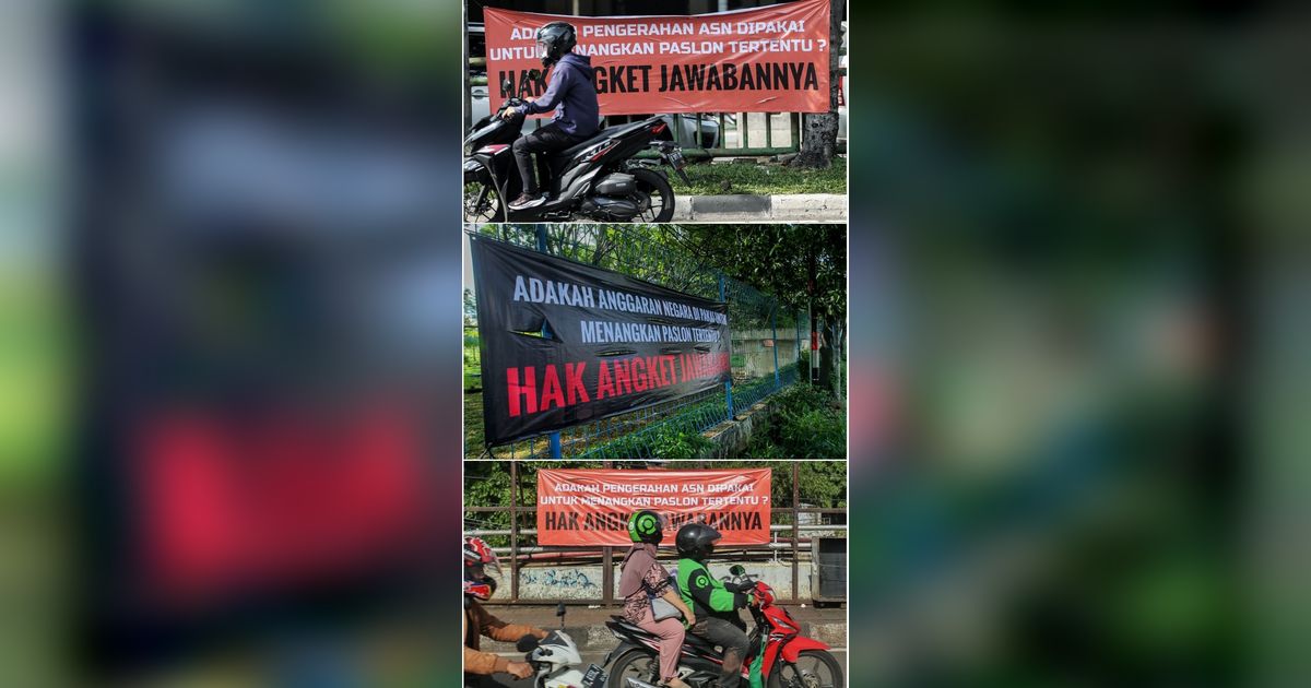 FOTO: Penampakan Spanduk Dukung Hak Angket DPR Bertebaran di Jakarta