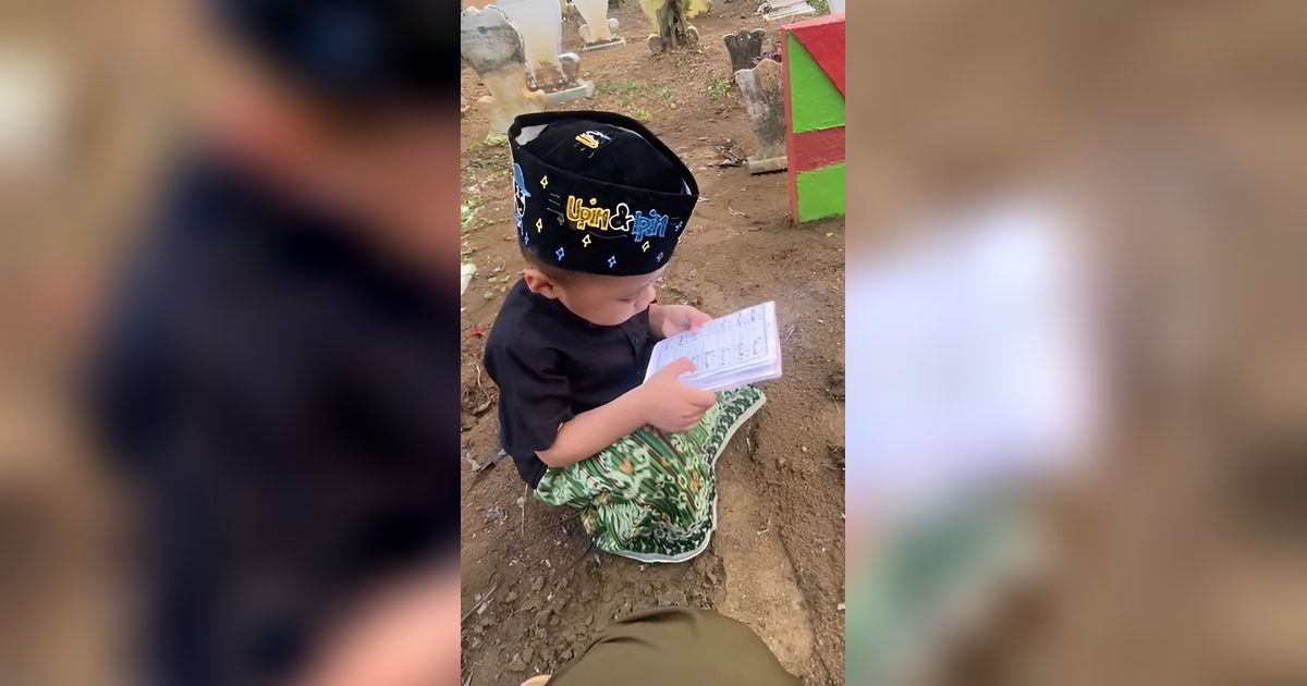 Ingin Doakan Mbah Buyut di Makam, Bocah yang belum Bisa Baca Alquran Membawa Iqro