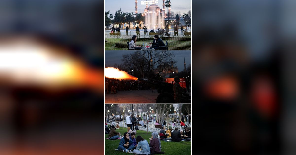 FOTO: Semarak Ramadan di Turki, Waktu Buka Puasa Ditandai Tembakan Meriam