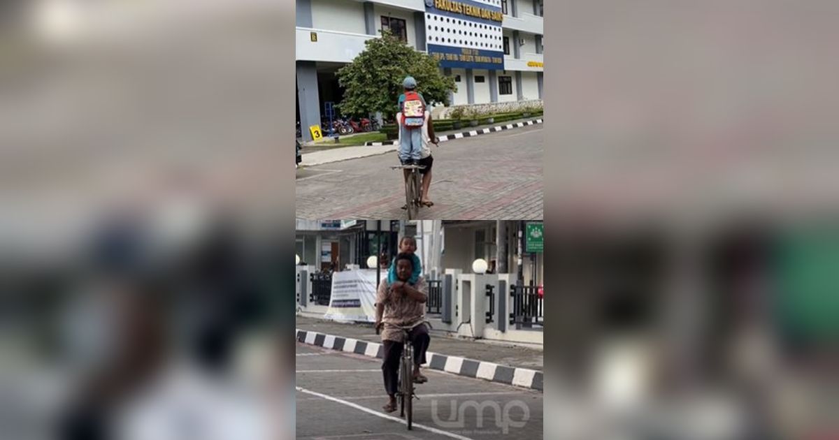 Sempat Viral Ayah Ajak Anak Keliling Kampus dengan Sepeda Tua, Begini Nasib Baik Sang Anak Usai Ketemu Rektor