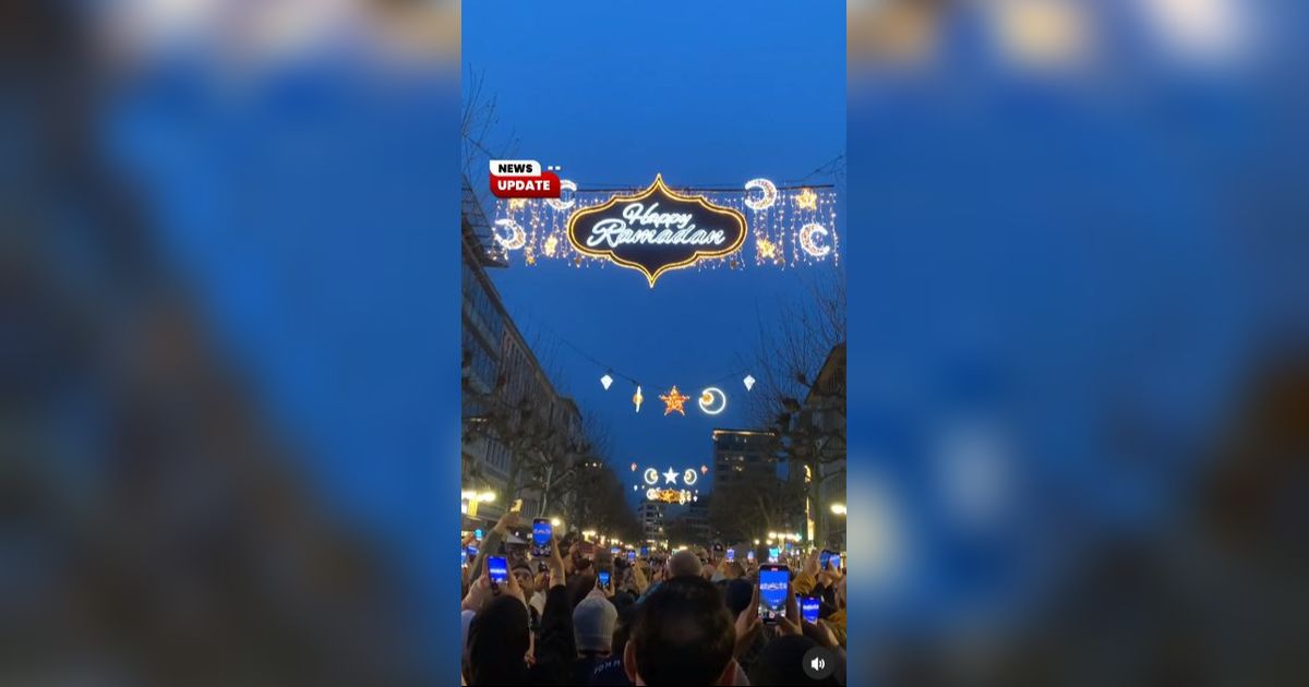 Pertama dalam Sejarah! Potret Kota Frankfurt Jerman Hiasi Jalan untuk Rayakan Ramadan
