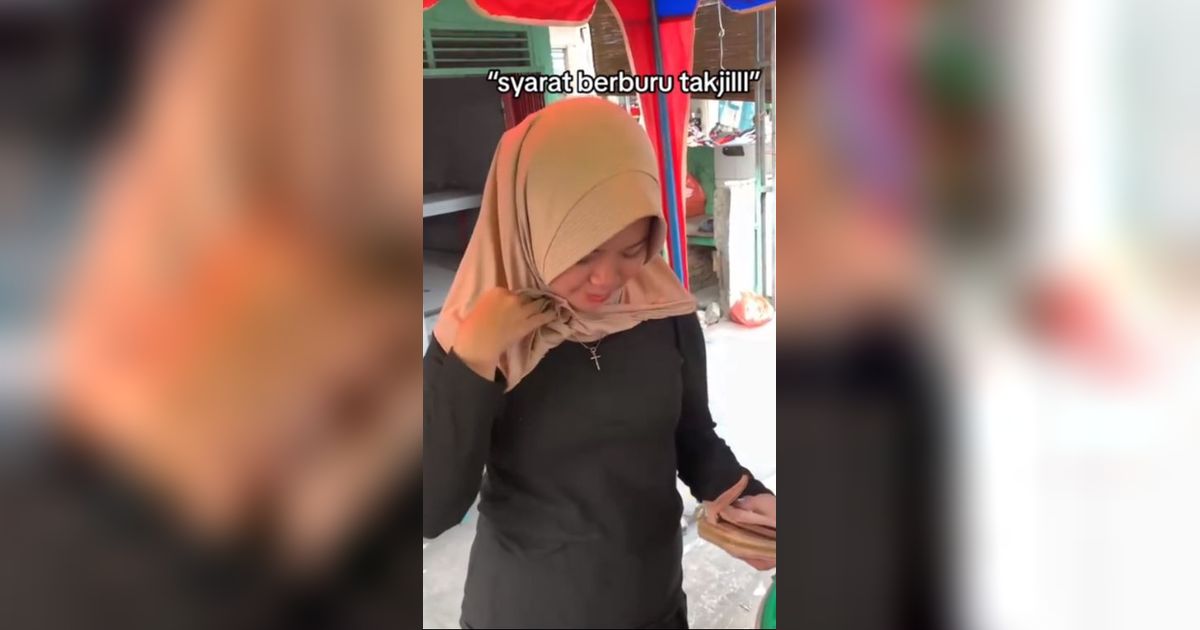 Viral Aksi Wanita Nonis Pakai Kerudung Demi Bisa Borong Takjil, Bikin Ngakak