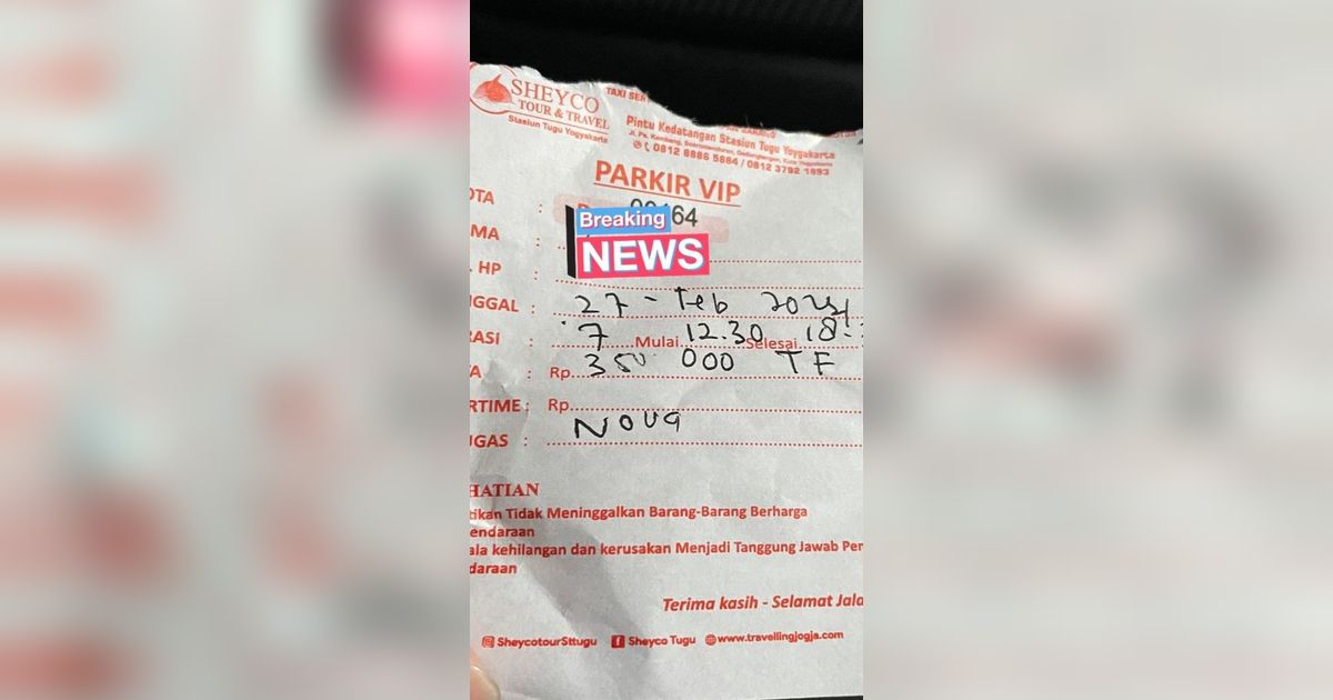Viral Parkir VIP Tujuh Jam di Stasiun Tugu Jogja, Tarif Rp350 Ribu