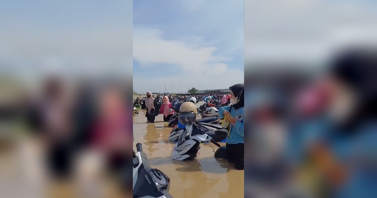 Potret Pabrik Cirebon Timur Terendam Banjir Besar, Seluruh Motor Karyawan Terendam hingga Viral di Media Sosial