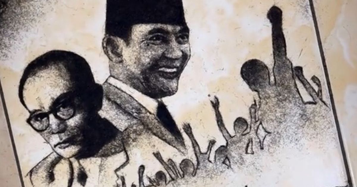 Bikin Lukisan Soekarno-Hatta dari Sisa Rambut Pelanggan, Aksi Tukang Pangkas Rambut di Minahasa Ini Curi Perhatian