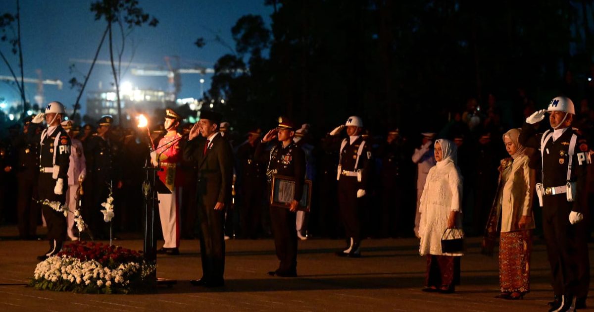 Jokowi Pimpin Apel Kehormatan dan Renungan Suci di Taman Kusuma Bangsa IKN