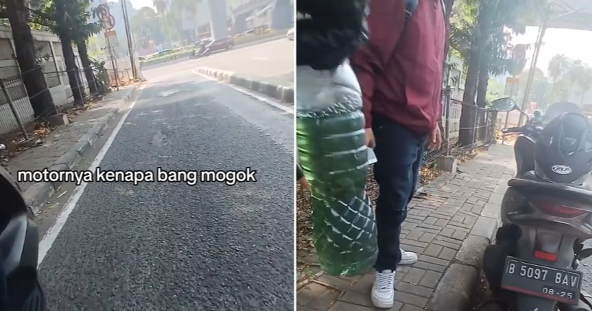 Bantu Pengendara Motor yang Kehabisan Bensin, Aksi Ojol Ini Tuai Pujian