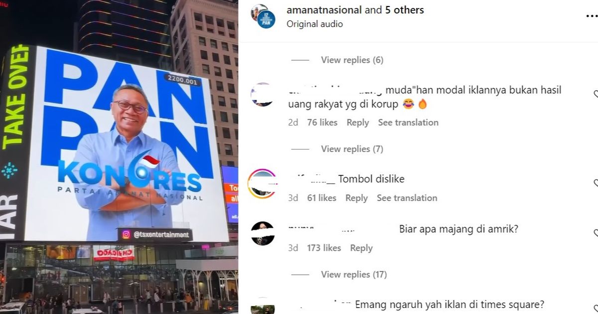 Jelang Kongres PAN Zulkifli Hasan 'Mejeng' di Times Square New York, Netizen: Emang Ngaruh?