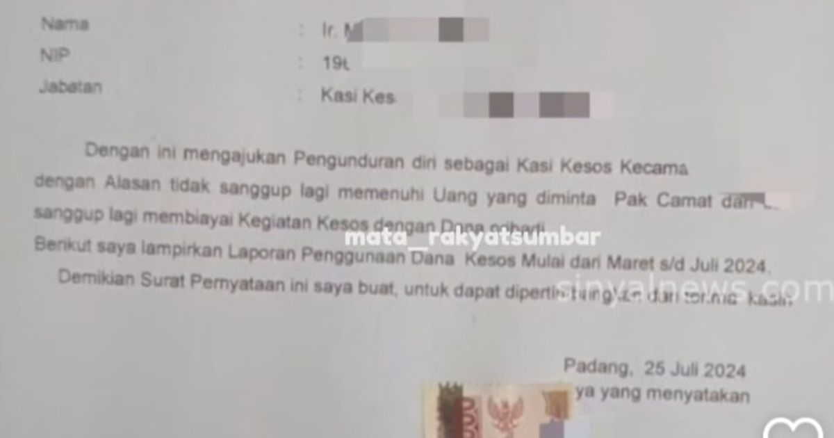 Buntut Pengakuan Anak Buah Tak Kuat 'Dipalak' Hingga Mundur jadi Jabatan, Camat di Padang Dinonaktifkan