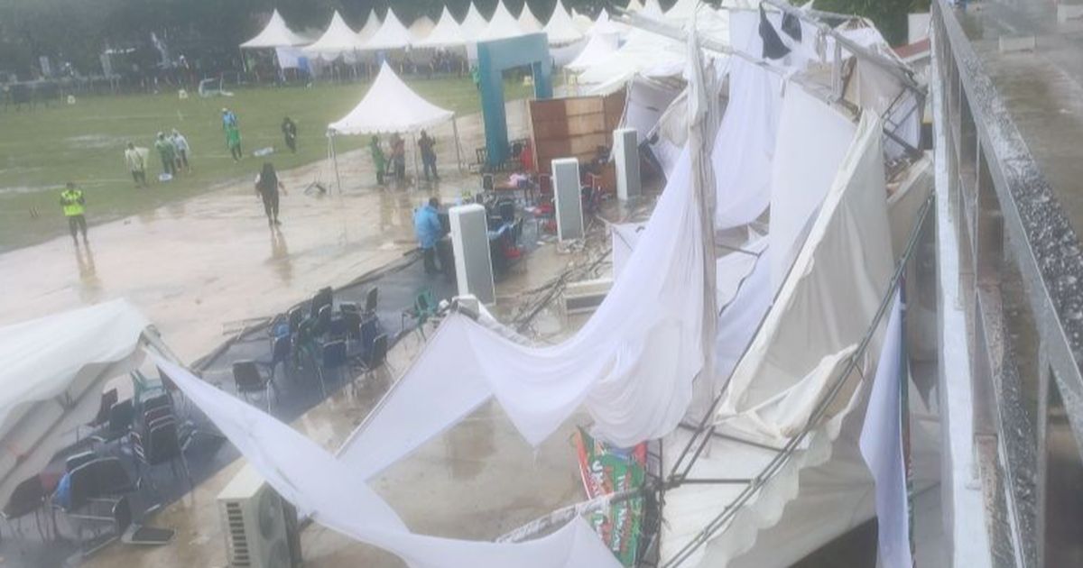 Venue PON Aceh Porak Poranda Dihantam Badai, Tenda-Tenda Ambruk Bikin Atlet Lari Menyelamatkan Diri