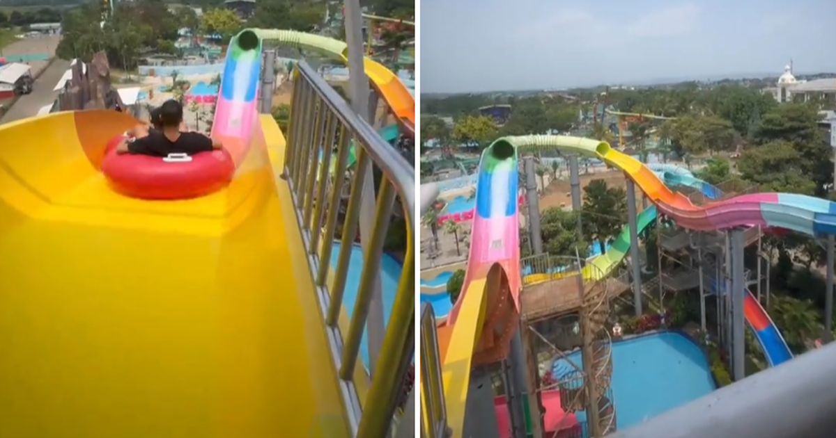 Viral Momen Menegangkan Dua Pria Tersangkut di Perosotan Waterboom, Panik tapi Bikin Ngakak