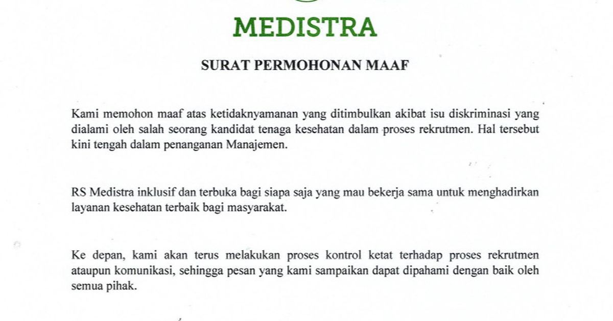 RS Medistra Bakal Kontrol Ketat Proses Rekrutmen Imbas Larangan Nakes Berhijab