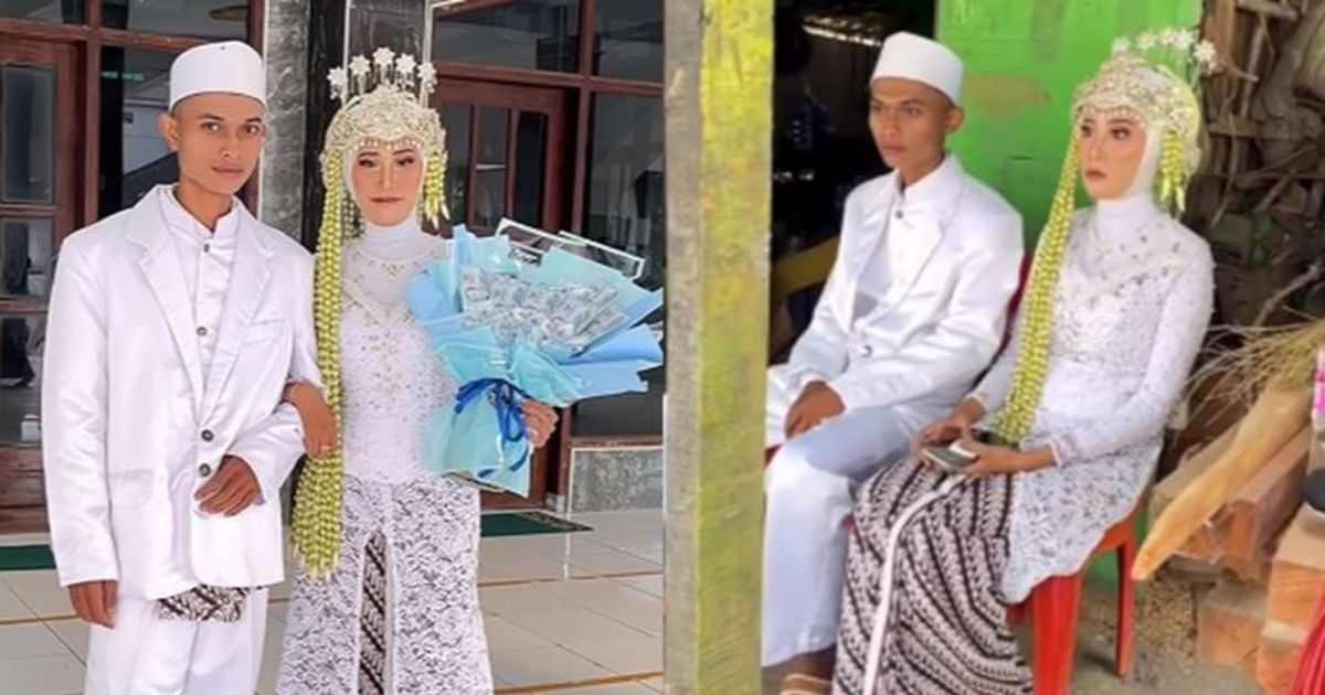 Tak Ada Pelaminan Mewah Cuma Bermodal Bangku Plastik, Resepsi Sederhana Pengantin Baru di Jatim ini Jadi Sorotan