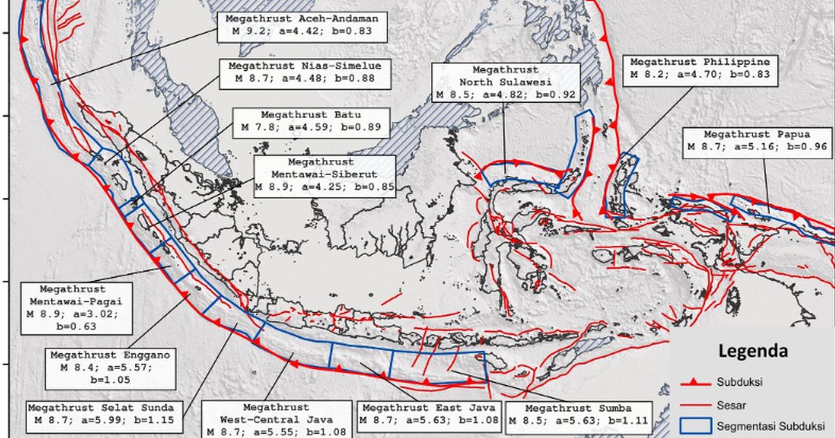 Indonesia Punya 15 Segmen Megathrust, Ini Penjelasan BRIN Indonesia