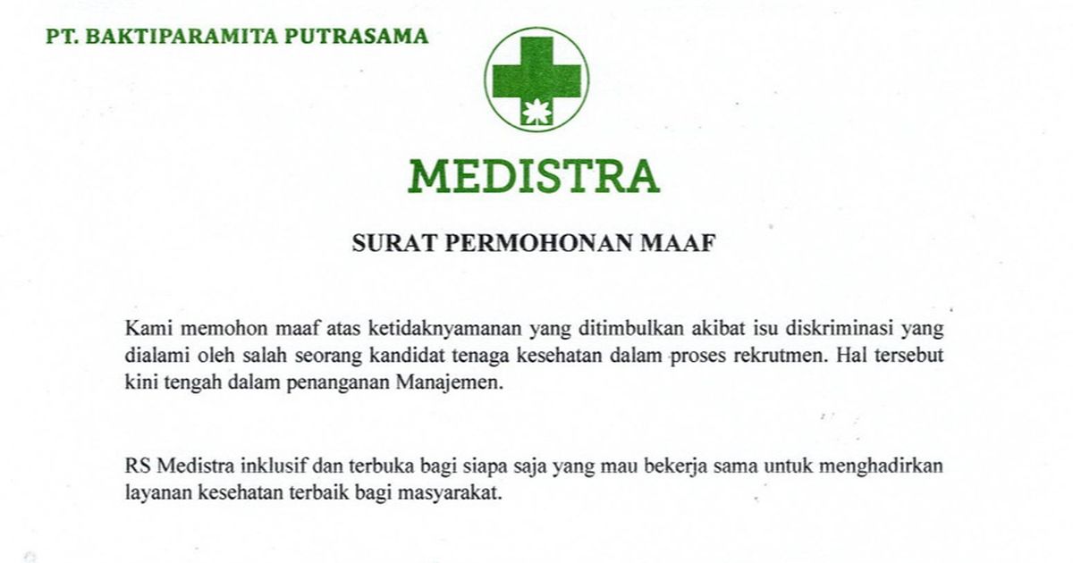 Klarifikasi Rumah Sakit Medistra soal Kabar Pengunduran Diri Salah Satu Dokter Spesialis