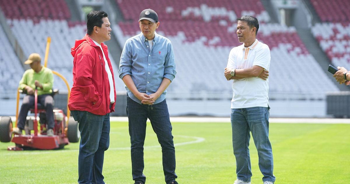 Ketua Umum PSSI Erick Thohir Cek Kondisi Stadion GBK Persiapan Laga Melawan Australia