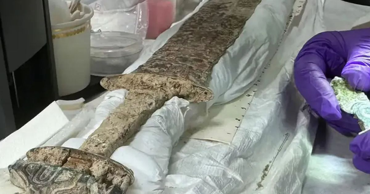 Arkeolog Temukan Makam Kuno Berisi Jasad Sedang Memeluk Pedang Abad Pertengahan Dilapisi Emas, Ada Ukiran Simbol Misterius