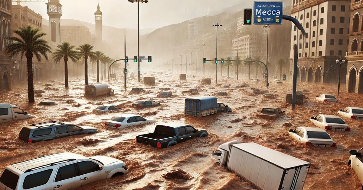 VIDEO Makkah dan Madinah Dilanda Banjir Dahsyat, Mobil-Mobil Hanyut Terguling Terbawa Arus