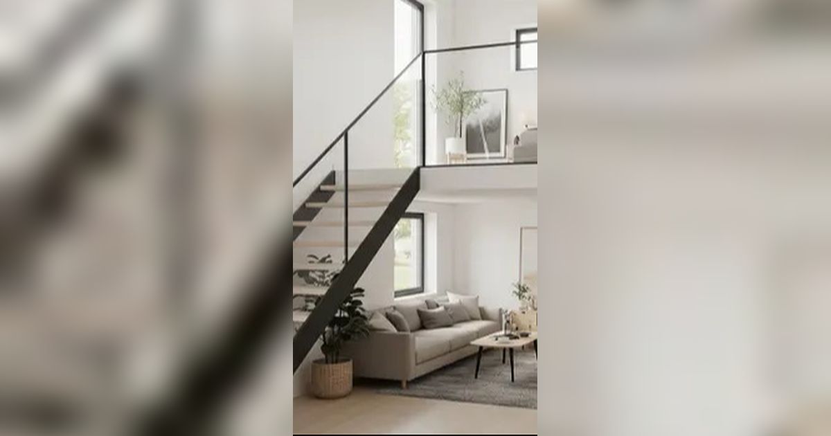 8 Desain Rumah Kecil Mezzanine dengan Area Laundry Tersembunyi di Bawah Tangga, Hemat Ruang & Rapi