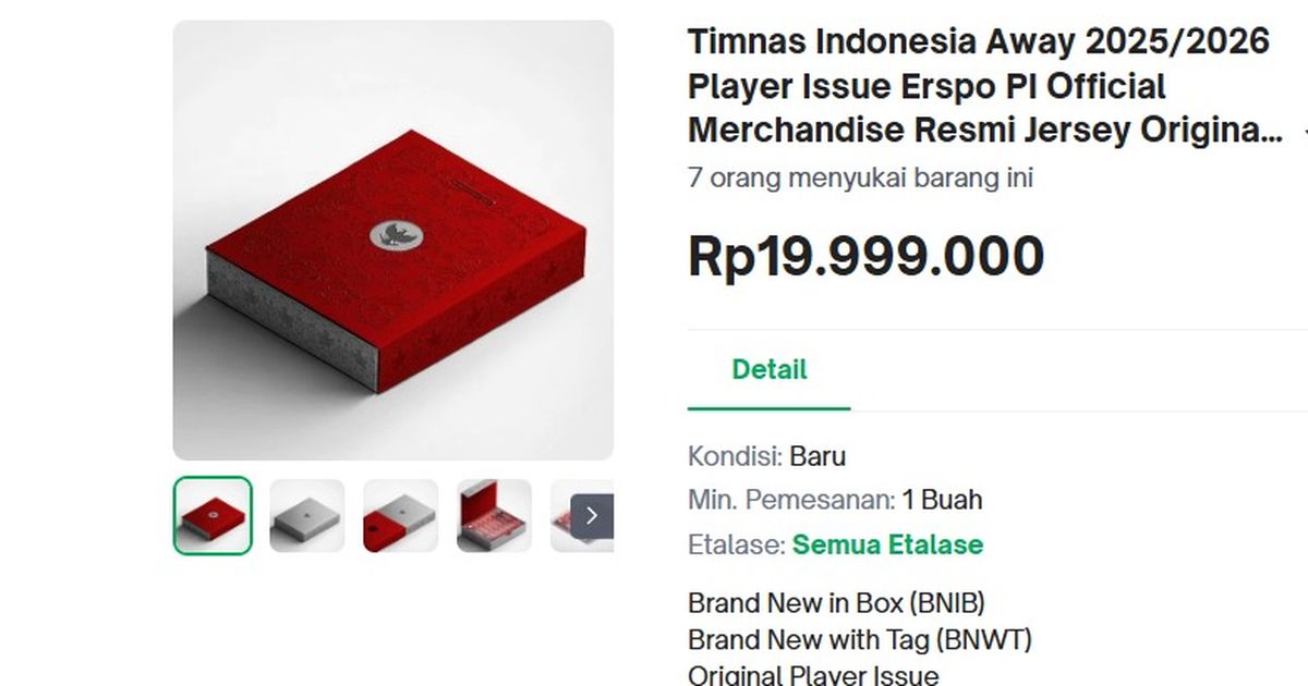 Jersey Ori Timnas Dibanderol Rp5,9 Juta Hingga Rp19,9 Juta di Toko Online Tidak Resmi