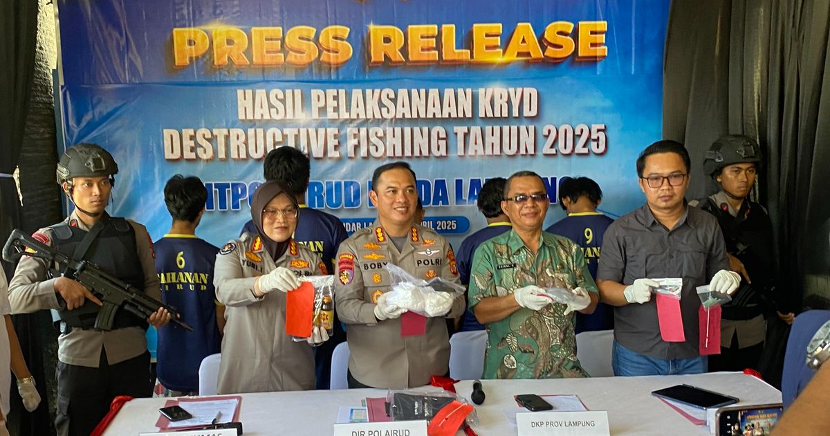 Polda Lampung Tangkap Ilegal Fishing, Pelaku Tangkap Ikan Pakai Peledak Rugikan Negara Rp9,3 M