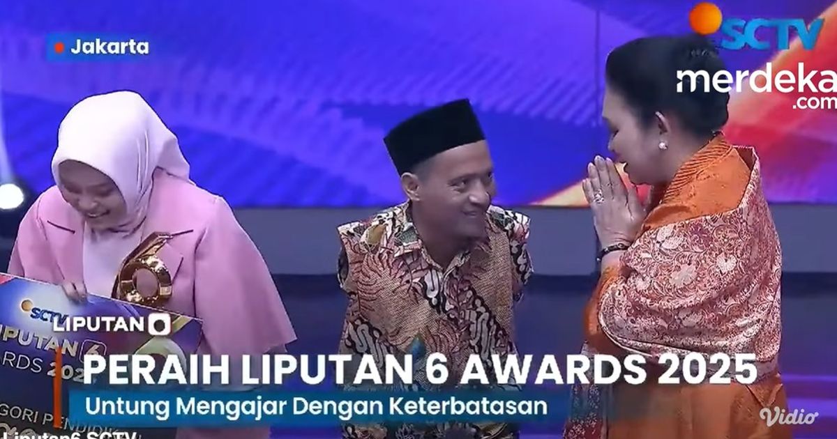 VIDEO:  Perjuangan Untung Guru Difable Peraih Liputan6 Award Bikin Haru Titiek Soeharto