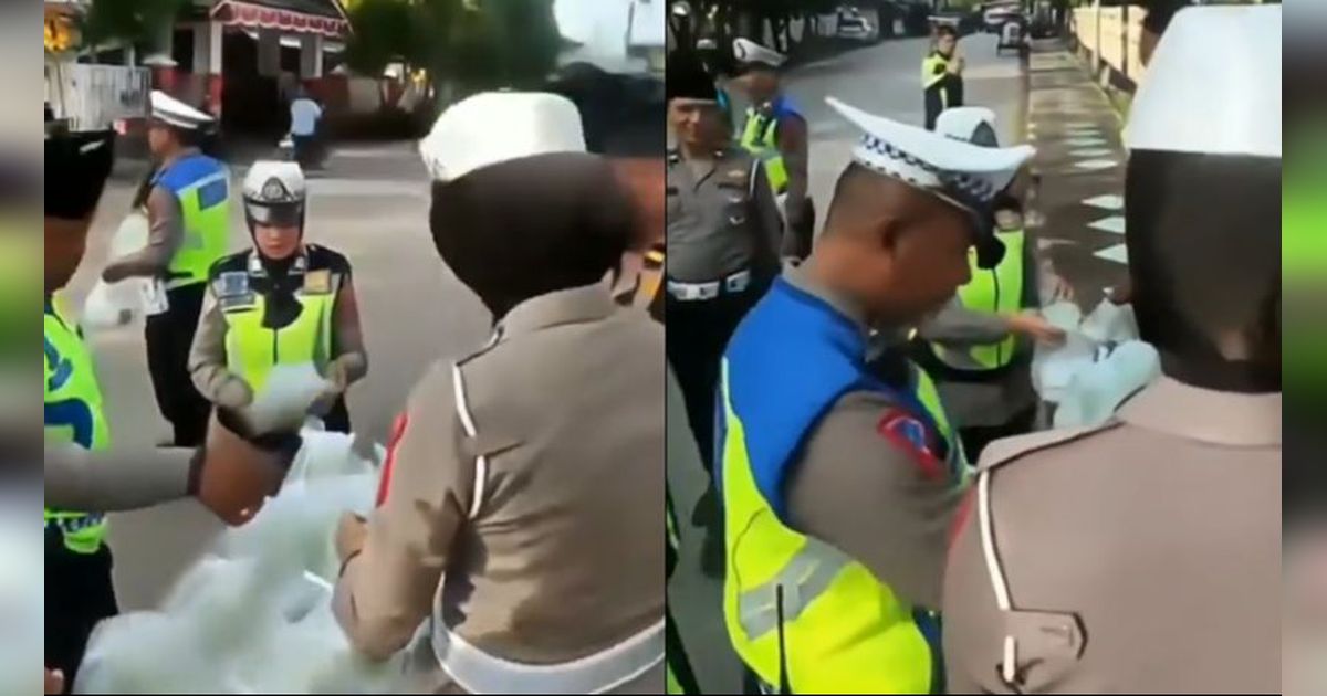 Dikira Razia, Momen Polisi Bagi-bagi Takjil di Jalan Ini Malah Sepi Pengendara yang Lewat