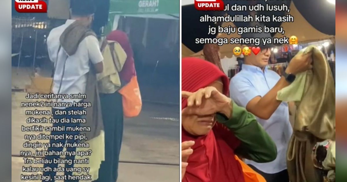 Momen Haru Nenek Nangis dapat Mukena Gratis dari Penjual Saat Duitnya Kurang