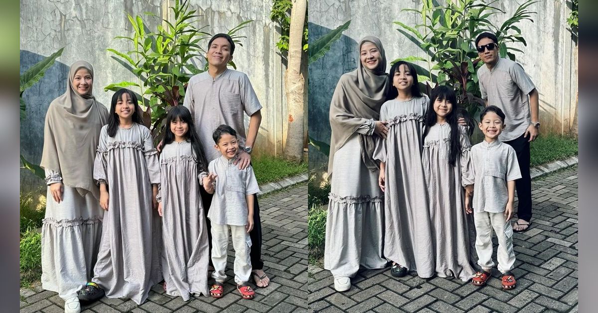 7 Potret Lebaran Idul Fitri Natasha Rizky dan Desta Bareng Anak-Anak