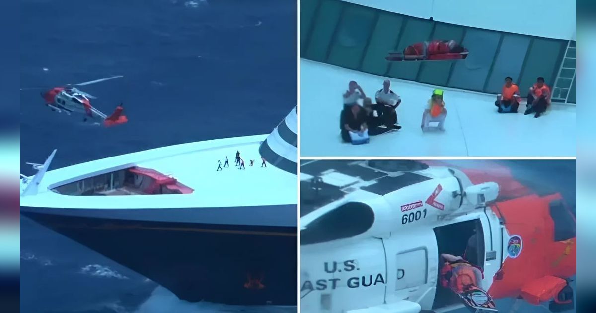 Viral Detik-detik Evakuasi Ibu Hamil dari Kapal Disney Curise dengan Helikopter