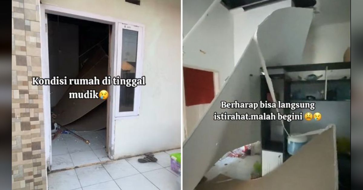 Viral Wanita Ini Perlihatkan Kondisi Rumahnya yang Roboh usai Ditinggal Mudik, Begini Kondisinya