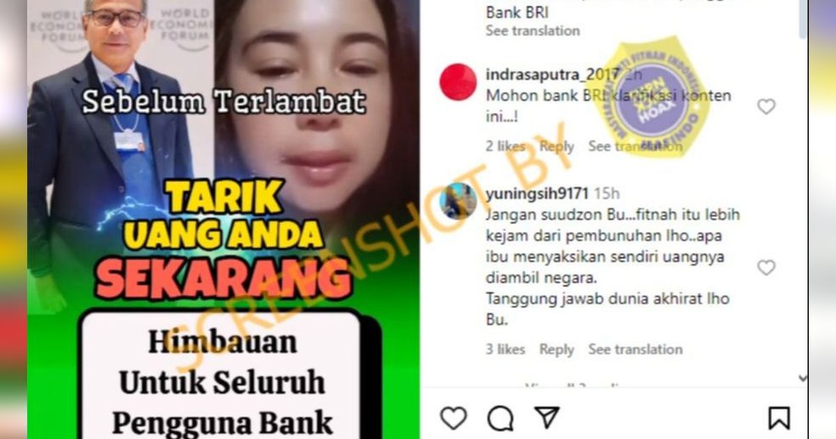 Cek Fakta: Hoaks Ulang Hilang di BRI Efek Pemilu untuk Serangan Bansos