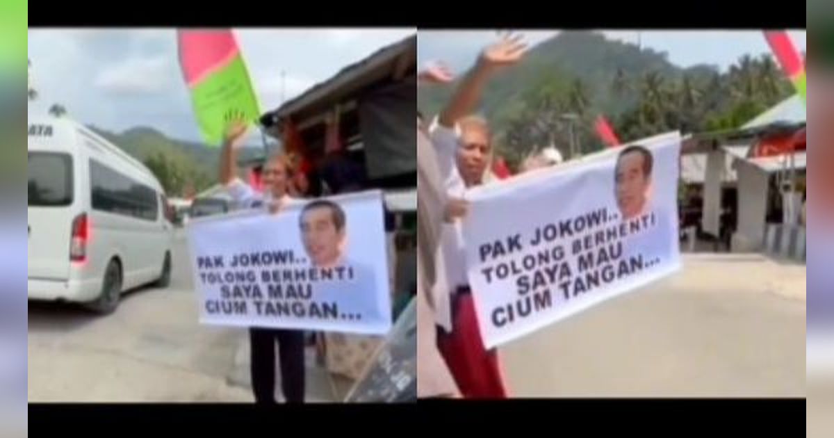Momen Pria Minta Mobil Jokowi Berhenti, Tulisan di Spanduknya Jadi Sorotan